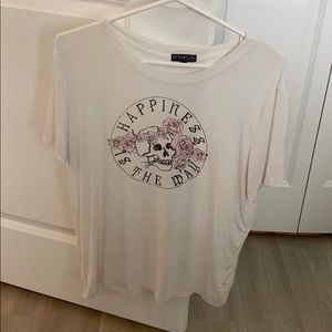 White soft graphic tee